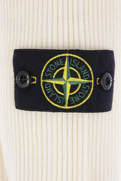 Stone Island Wool Blend Sweatshirt With Iconic Logo Patch And Timeless Design In White