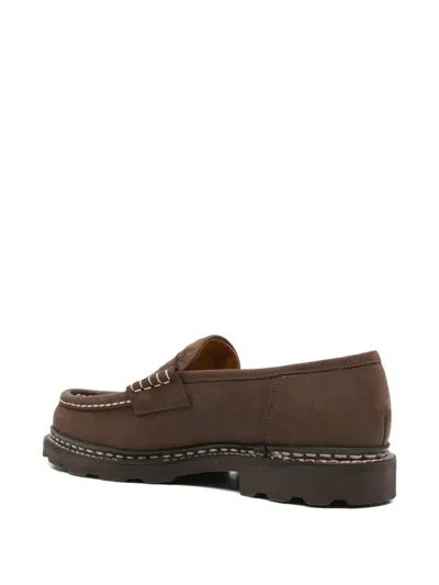 Paraboot Reims Suede Loafers With Canvas Inserts Shoes In Brown