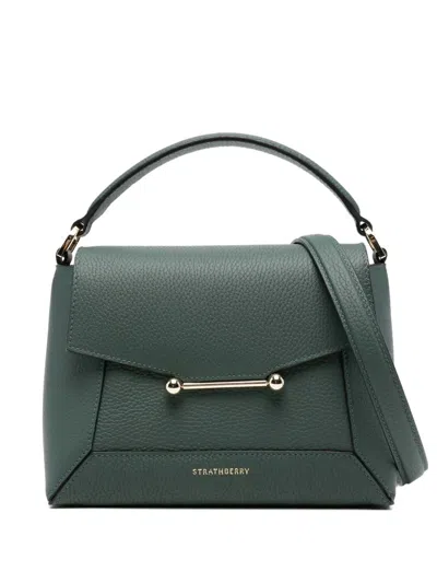 Strathberry Mosaic Top Handle Grain Bottle Green Bags In Green
