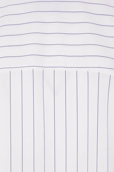 Dries Van Noten White Striped Cotton Cocoon Shirt In Gray
