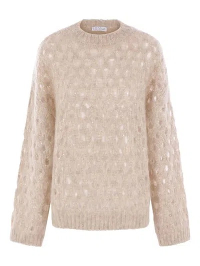 Brunello Cucinelli Sequin-embellished Knitted Jumper In Pink