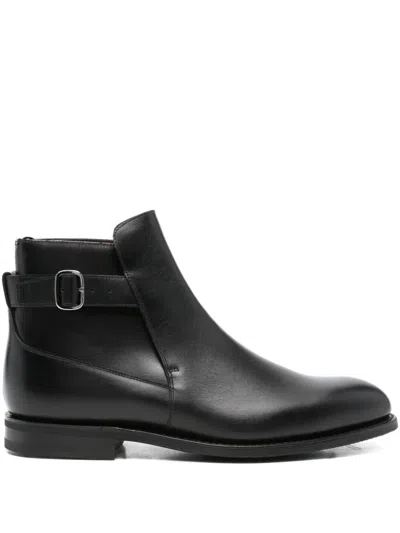 Church's Round Toe Leather Ankle Boots With Buckle Detail In Multi