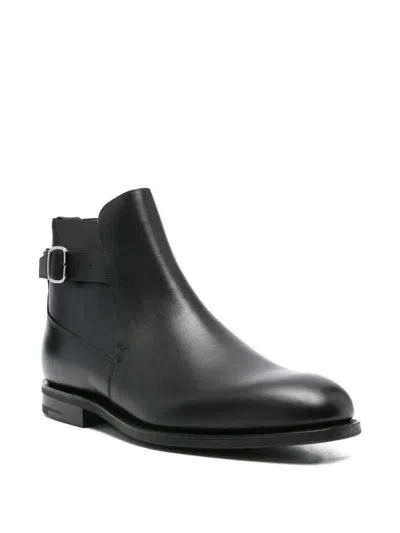 Church's Round Toe Leather Ankle Boots With Buckle Detail In Multi