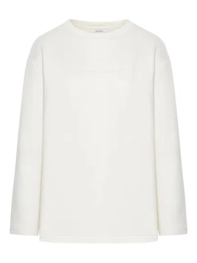 Max Mara Crewneck Cotton Sweatshirt In White