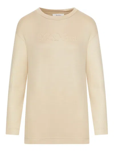 Max Mara Crewneck Cotton Sweatshirt In Yellow