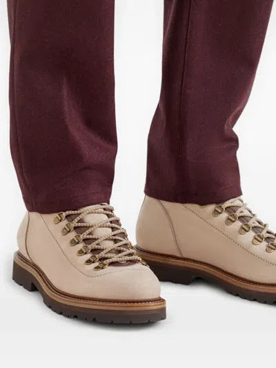 Brunello Cucinelli Men Beige Nubuck Mountain Boot Ankle Boots In Multi