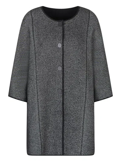 Emporio Armani Wool Midi Coat In Black