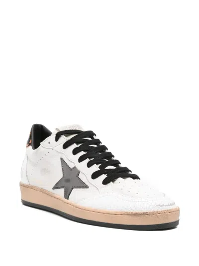 Golden Goose Ball Star Sneakers In White Leather In Brown