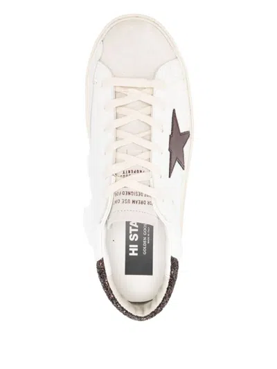 Golden Goose Women Hi Star Leather Upper Suede Toe Laminated Star Glitter Heel In Neutral