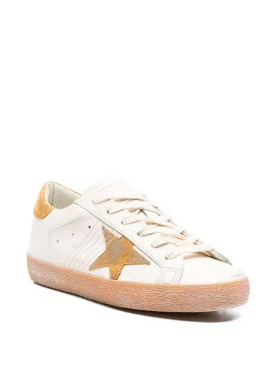 Golden Goose Leather Sneakers With Star Patch And Perforated Sides In Multi