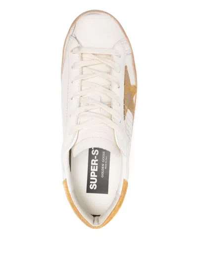 Golden Goose Leather Sneakers With Star Patch And Perforated Sides In Multi