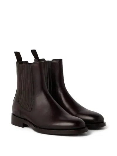 Brunello Cucinelli Brown Ankle Boots In Animal Print
