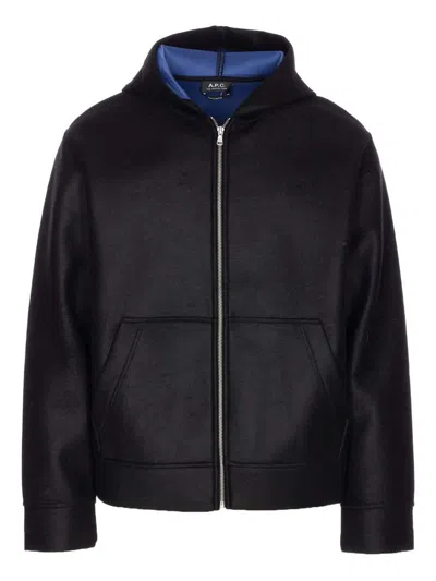 Apc Zip-front Hoodie In Black