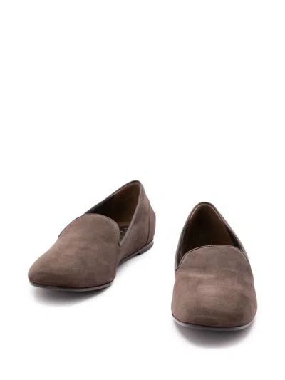 Brunello Cucinelli Women Suede Loafers With Monili Detail In Brown