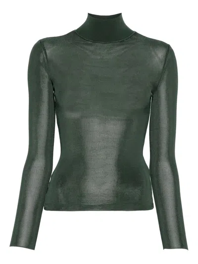 Self-portrait Green Viscose Knit Top Clothing In Green