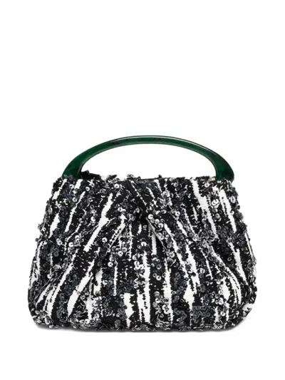 Dries Van Noten Small Pleated Jacquard With Resin Handle Bags In Black