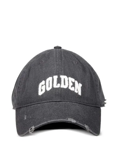 Golden Goose Starry Distressed Baseball Cap With Rigid Visor In Gray