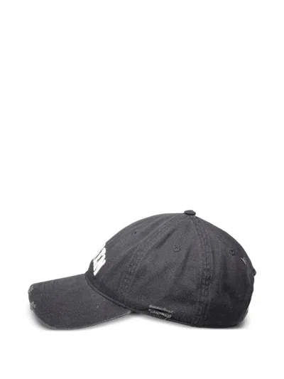 Golden Goose Starry Distressed Baseball Cap With Rigid Visor In Gray
