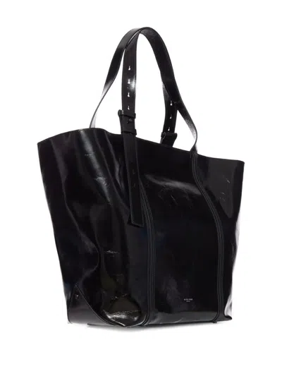 Golden Goose Black Leather Tote With Structured Silhouette In Black