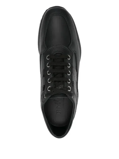 Hogan Black Suede And Patent Leather Interactive Sneakers In Black