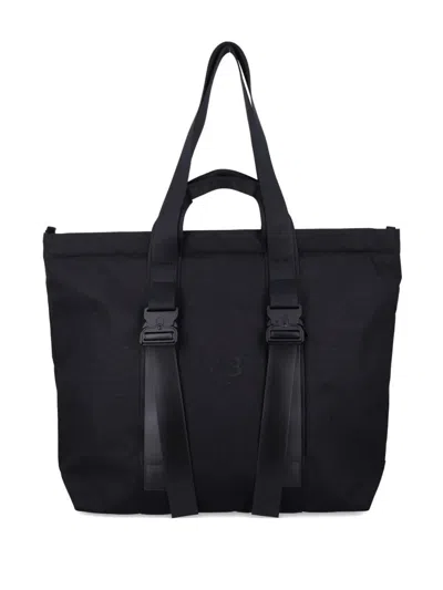 Y-3 Spacious Tote Bag With Leather Straps And Embossed Logo In Black