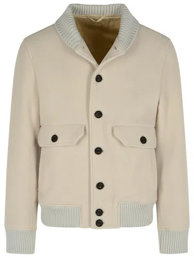 Eleventy Beige Wool Blend Bomber Jacket Men In Gray