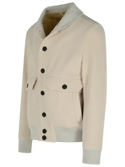 Eleventy Beige Wool Blend Bomber Jacket Men In Gray