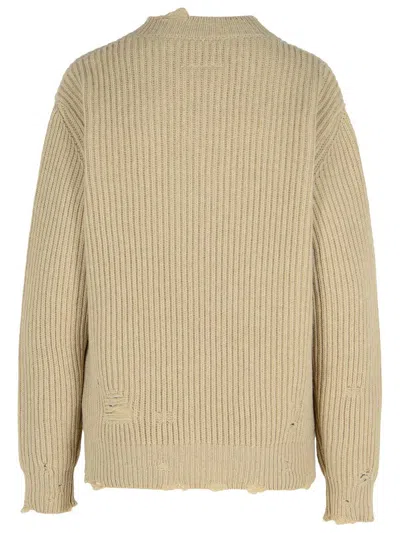 Mm6 Maison Margiela Wool Blend Sweater With Distressed Effect In Brown