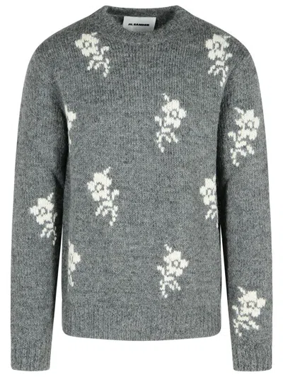 Jil Sander 'u Moonless Night' Grey Alpaca Blend Crew Neck Sweater In Gray