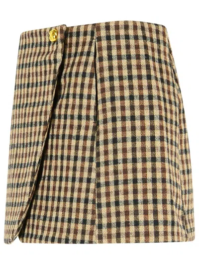 Ganni Brown Wool Blend Skirt In Multi