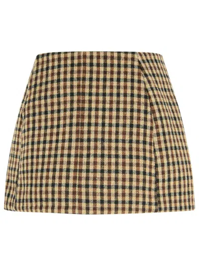 Ganni Brown Wool Blend Skirt In Multi