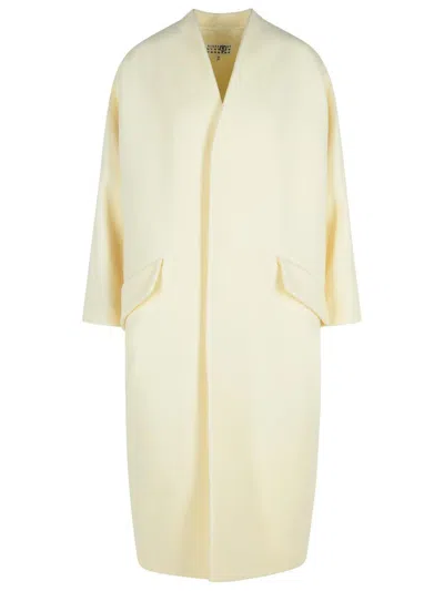 Mm6 Maison Margiela Wool Blend Coat With Dropped Shoulders In Gray