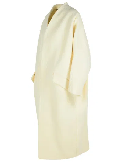 Mm6 Maison Margiela Wool Blend Coat With Dropped Shoulders In Gray