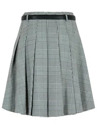 Self-portrait Prince Of Wales Pleated Midi Skirt In Gray
