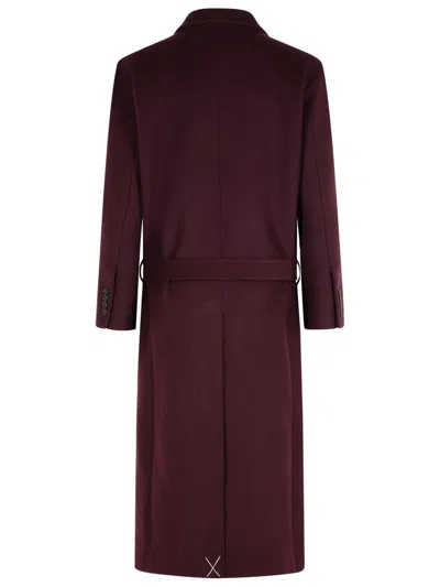 Attico The  Belted Wool-blend Coat In Burgundy