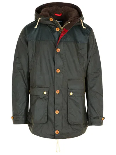 Barbour Green Wax Cotton Parka Game In Green
