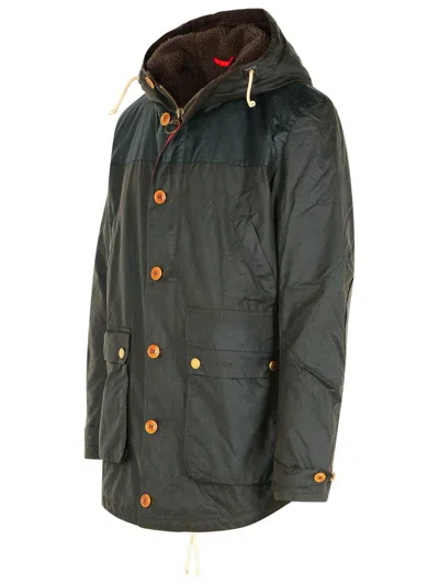 Barbour Green Wax Cotton Parka Game In Green