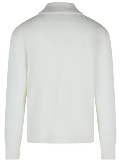 C.p. Company 'lens' Turtleneck Sweater In White Virgin Wool Blend In White