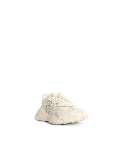 Dolce & Gabbana Accelerate Fabric Sneakers Leather Inserts In White