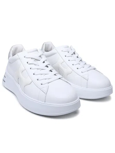 Hogan Minimalist White Leather Sneakers In White