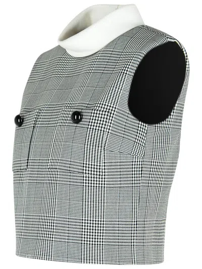 Self-portrait Black Viscose Blend Top In Gray
