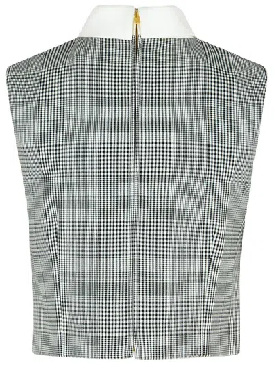 Self-portrait Black Viscose Blend Top In Gray