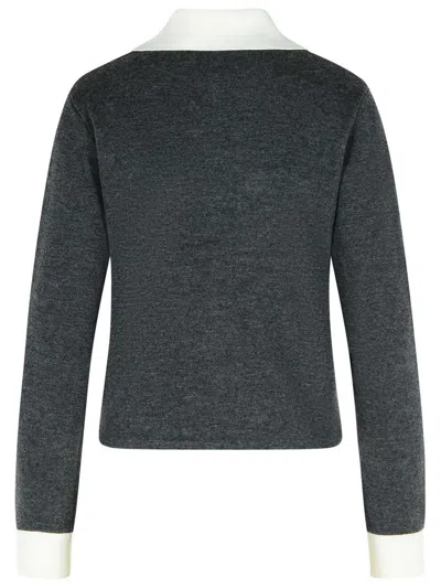 Self-portrait Contrast Collar Wool Blend Cardigan In Gray