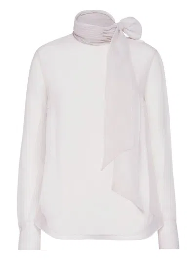 Brunello Cucinelli Silk Blouse With Diamond Cut Brass In Pink