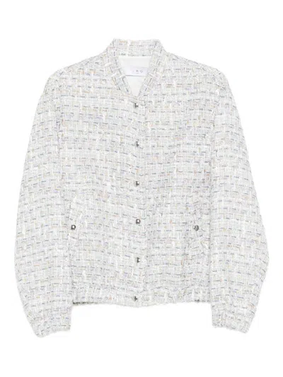 Iro Noemy Tweed Texture Cotton Jacket With Welt Pockets In Metallic