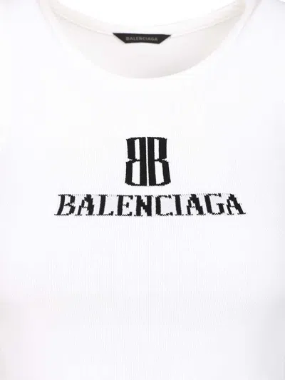 Balenciaga Ribbed Viscose Blend Tank Top In White