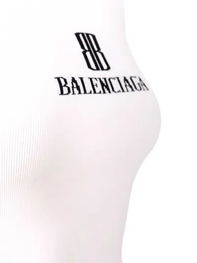 Balenciaga Ribbed Viscose Blend Tank Top In White
