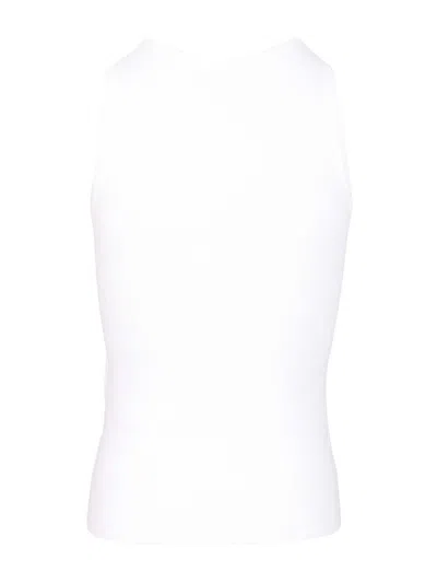 Balenciaga Ribbed Viscose Blend Tank Top In White