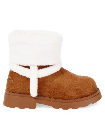 Monnalisa Shearling-lined Ankle Boots In Multi