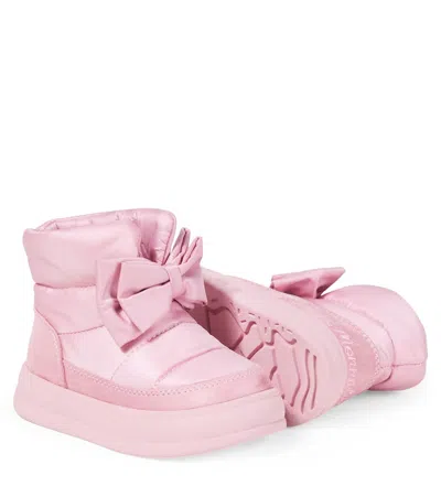 Monnalisa Bow-detail Ankle Boots In Pink